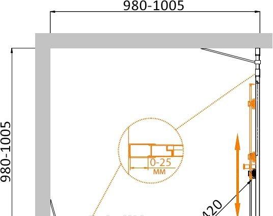 Душевой уголок - Cezares, Molveno, 100x100x195 см, MOLVENO-A-22-80+20-C-Cr-IV