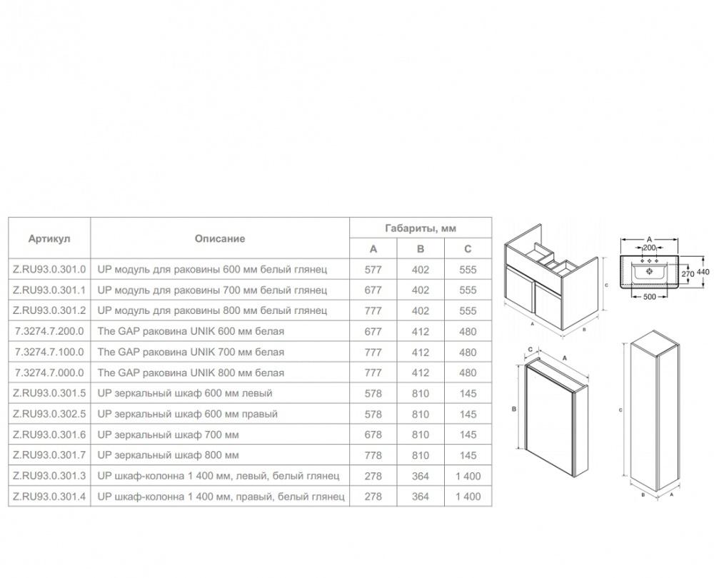Roca Up, Тумба для раковины, ZRU9303010