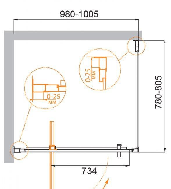Душевой уголок - Cezares, Molveno, 100x80x195 см, MOLVENO-AH-1-100/80-C-Cr-IV