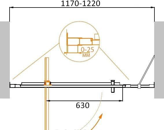 Душевая дверь - Cezares, Molveno, 120x190 см, MOLVENO-BA-11-90+30-C-Cr-IV