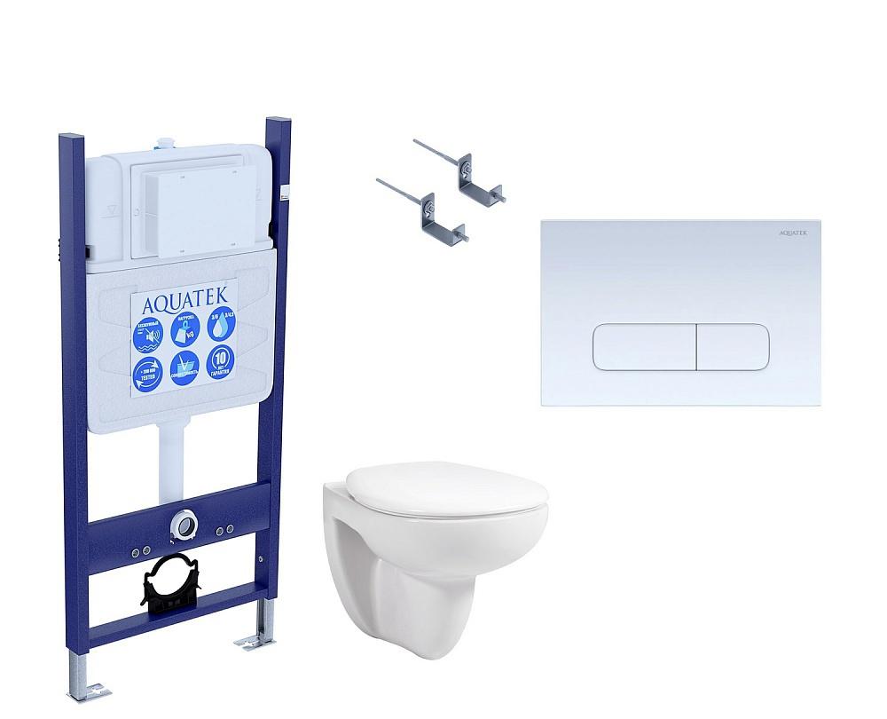 Aquatek Каир, Унитаз подвесной с инсталляцией и кнопкой, SET AQUATEK КАИР-14-013