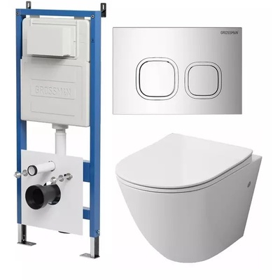 Grossman без коллекции, Унитаз подвесной с инсталляцией и кнопкой, 97.4411S.02.100