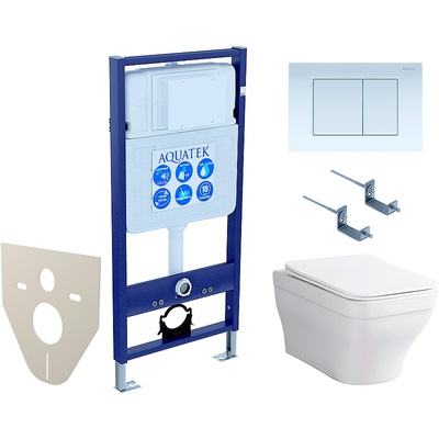 Aquatek Амадео, Унитаз подвесной с инсталляцией и кнопкой, SET AQUATEK АМАДЕО cm-009 4в1