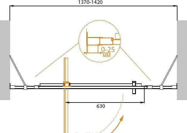 Душевая дверь - Cezares, Molveno, 140x190 см, MOLVENO-BA-12-90+50-C-Cr-IV