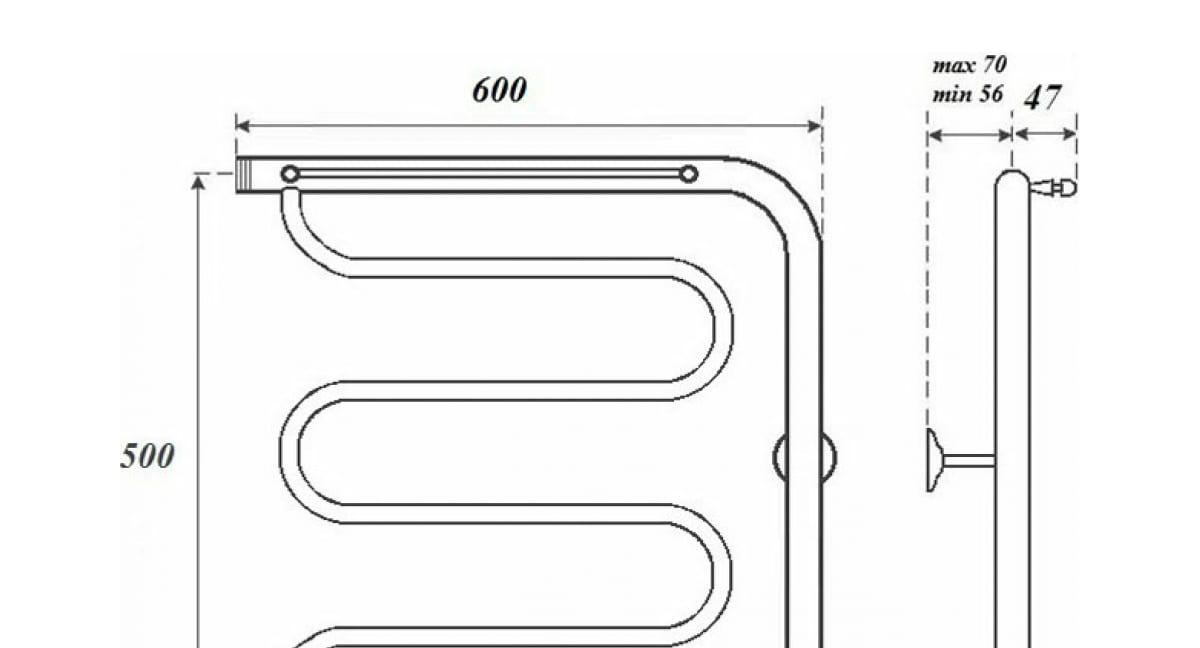 Полотенцесушитель водяной - Point, Фокстрот, 11.4x50x60 см, PN25556P