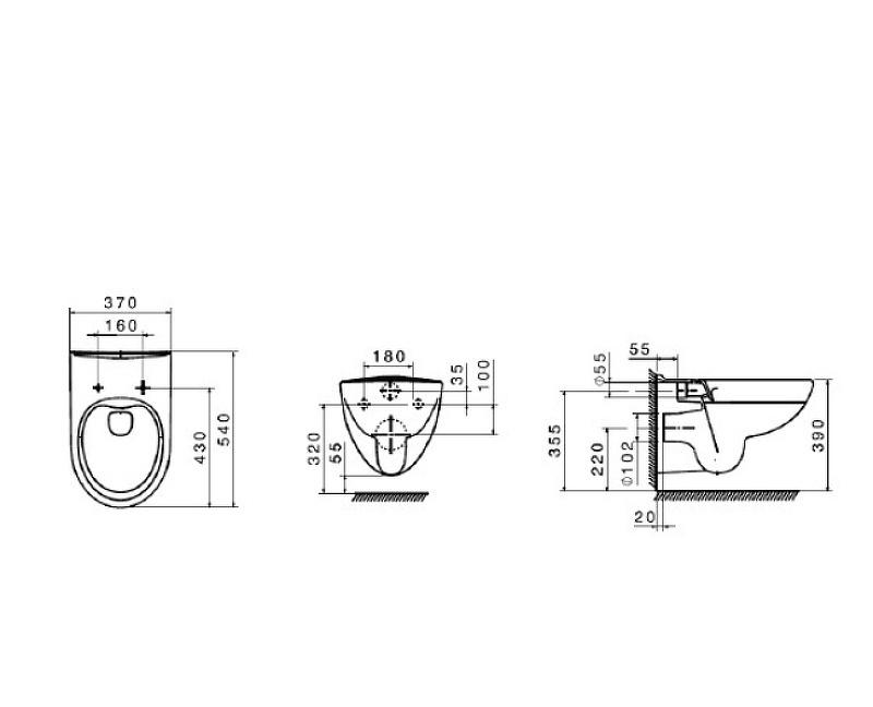 Roca Victoria, Унитаз подвесной с инсталляцией и кнопкой, 893105010