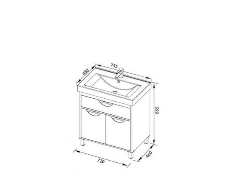 Aquanet Гретта N, Тумба с раковиной, 4640021062074