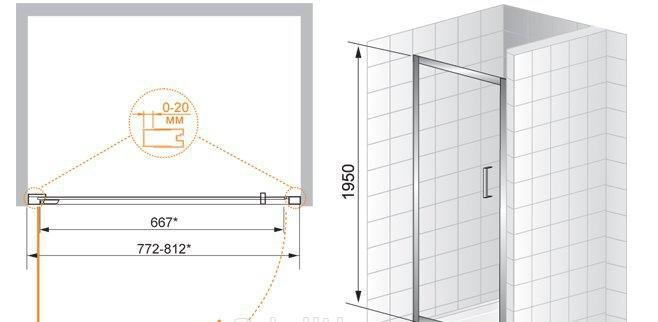 Душевая дверь - Cezares, Porta, 0.6x100x195 см, PORTA-D-B-11-100-C-Cr / PORTA-B-11-100-C-Cr