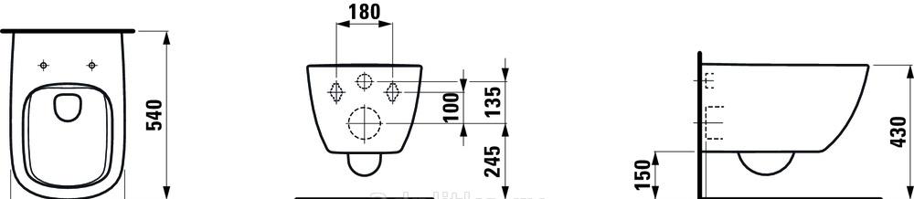 Laufen Palomba, Унитаз подвесной, 8.2080.2.400.000.1