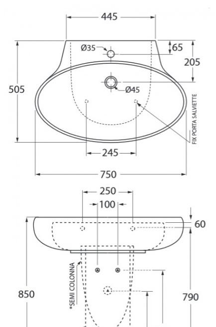 Azzurra Clas, Раковина, CLA200B1/75