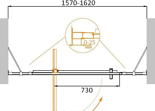 Душевая дверь - Cezares, Molveno, 160x190 см, MOLVENO-BA-12-100+60-C-Cr-IV