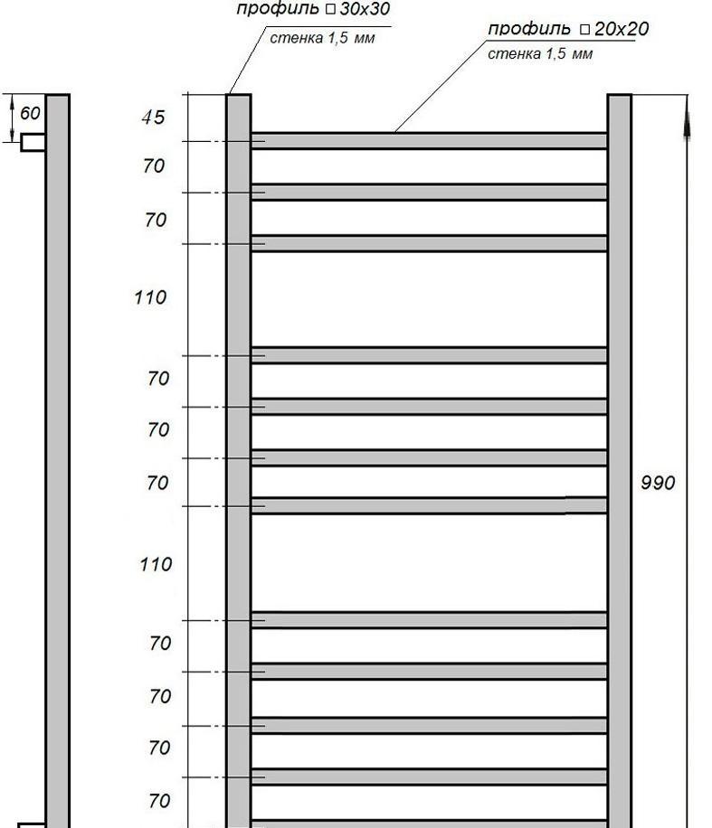 Полотенцесушитель электрический - Point, Вега, 8x53x99 см, PN71850