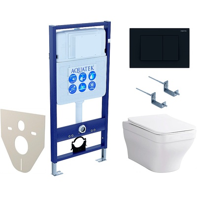 Aquatek Амадео, Унитаз подвесной с инсталляцией и кнопкой, SET AQUATEK АМАДЕО cm-012 4в1