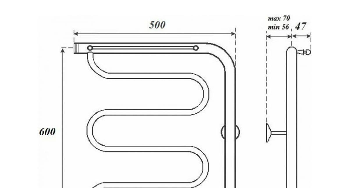 Полотенцесушитель водяной - Point, Фокстрот, 11.4x60x50 см, PN25665P
