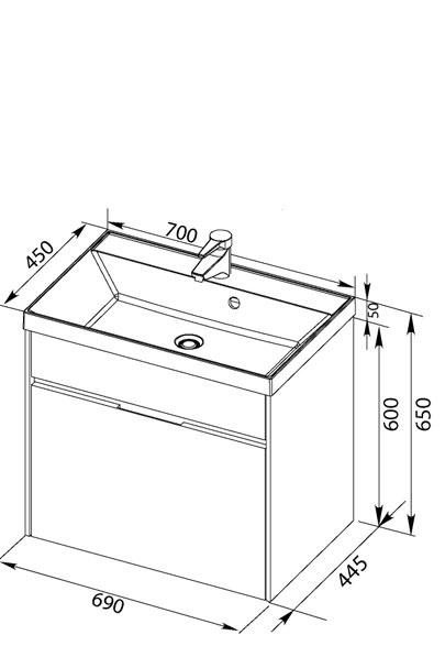 Aquanet Латина, Тумба с раковиной, LCCL140.601 / LC/CL140.601