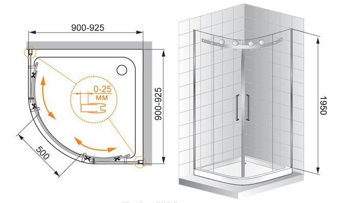 Душевой уголок - Cezares, Stylus-M, 90x90x195 см, STYLUS-O-M-R-2-90-C-Cr / STYLUS-M-R-2-90-C-Cr