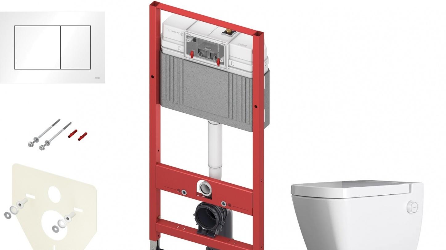 Tece Now, Унитаз подвесной с инсталляцией и кнопкой, 9400413.WC2