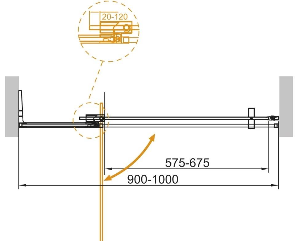 Душевая дверь - Cezares, без коллекции, 90x195 см, SLIDER-B-1-90/100-C-BORO