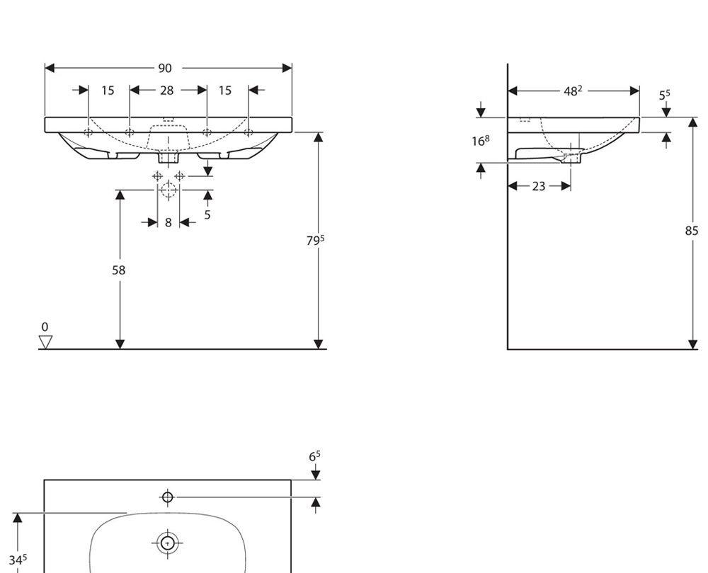 Geberit Acanto, Раковина, 500.623.01.2