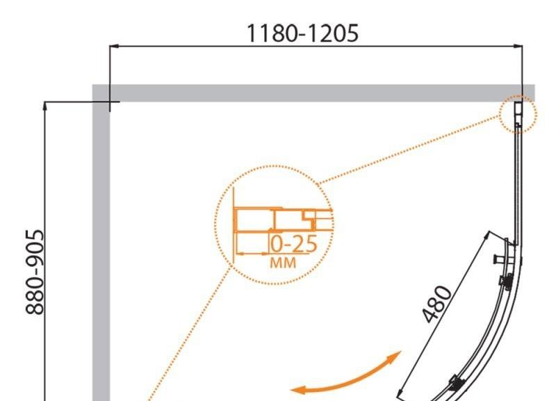 Душевой уголок - Cezares, Molveno, 90x120x190 см, RH-1-120/90-C-Cr-IV / MOLVENO-RH-1-120/90-C-Cr-IV