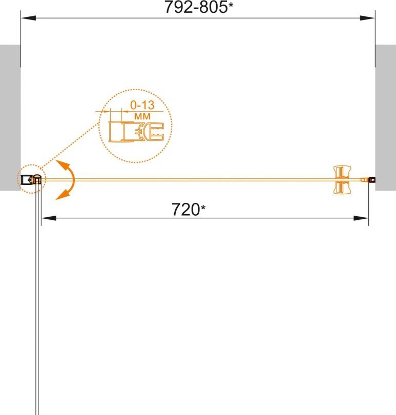 Душевая дверь - Cezares, Eco, 80x190 см, ECO-O-B-1-80-C-NERO
