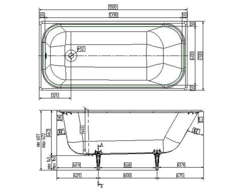 Byon Milan, Чугунная ванна, Start 1500x700
