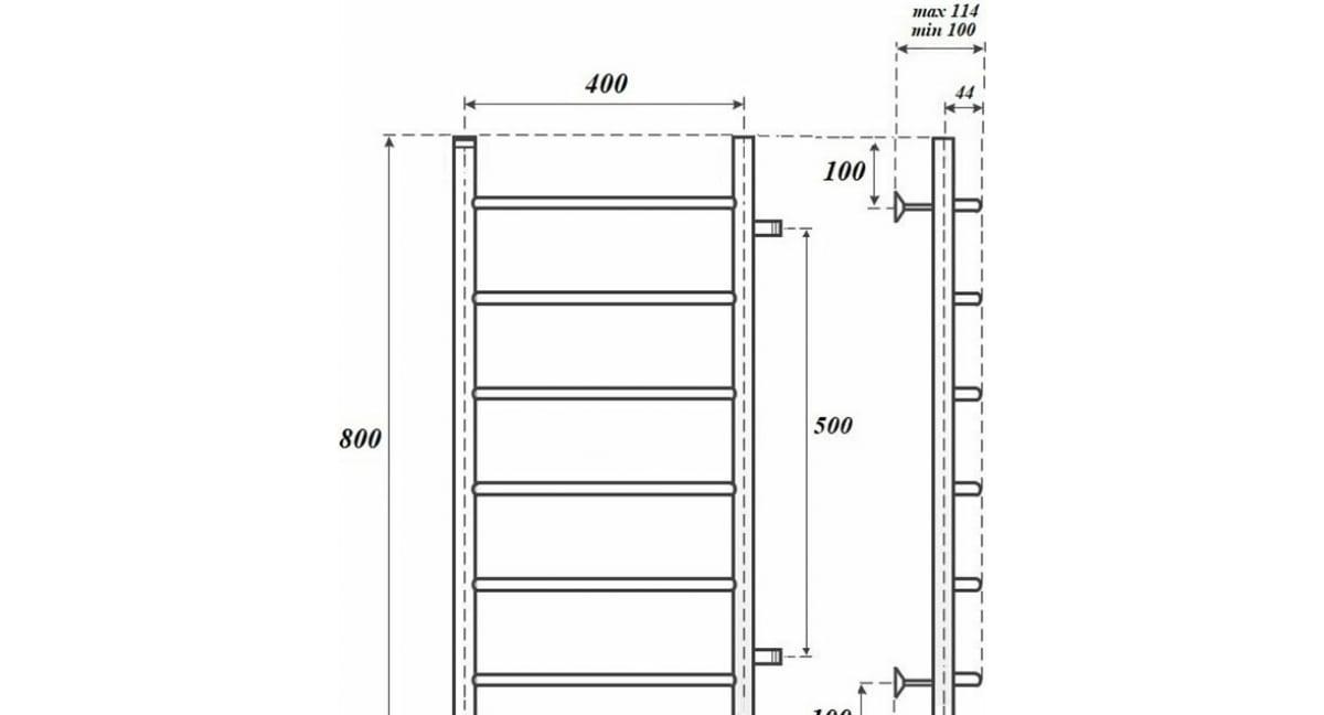 Полотенцесушитель водяной - Point, Афина, 11.4x40x80 см, PN04548