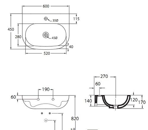 Azzurra Nuvola, Раковина, NUV200B1/60