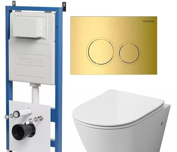 Grossman без коллекции, Унитаз подвесной с инсталляцией и кнопкой, 97.4411S.01.300
