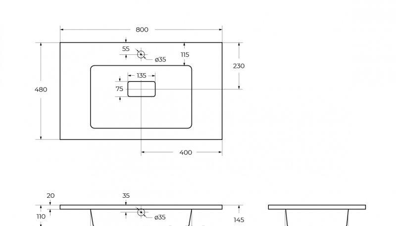 Cezares без коллекции, Раковина, CZR-800/480-LV-MR-PRS