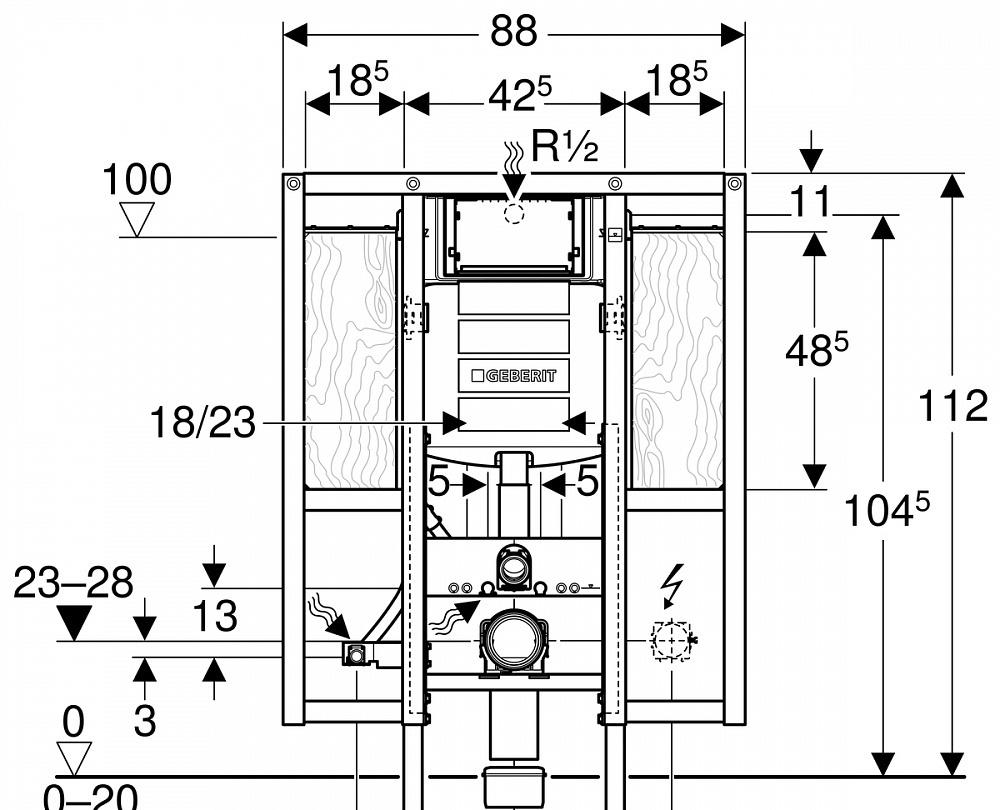 Инсталляция для унитаза - Geberit, Duofix UP320, 17x88x112 см, 111.375.00.5