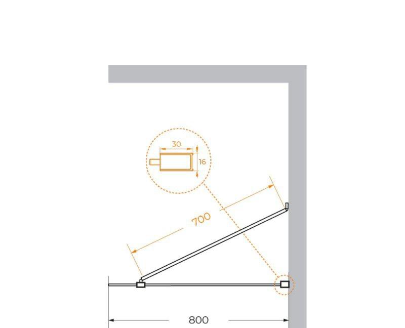 Душевая перегородка - Cezares, Liberta, 80x70x195 см, LIBERTA-L-1-TB-80-C-NERO