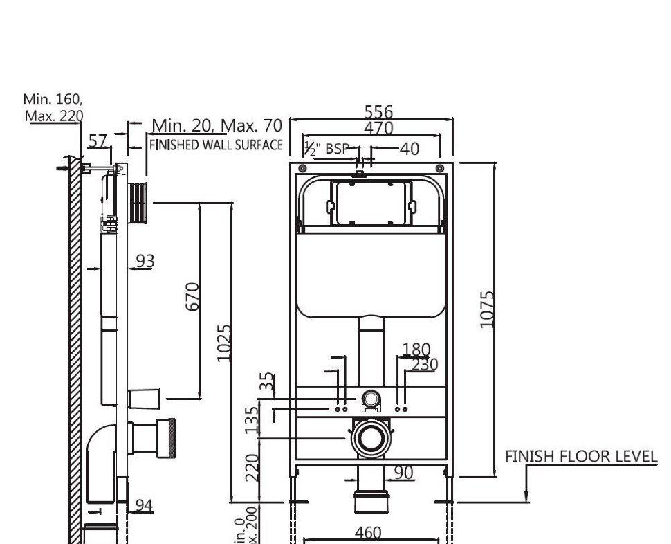 Инсталляция для унитаза - Jaquar, Cistern, 5.7x55.6x107.5 см, JCS-WHT-2400FS