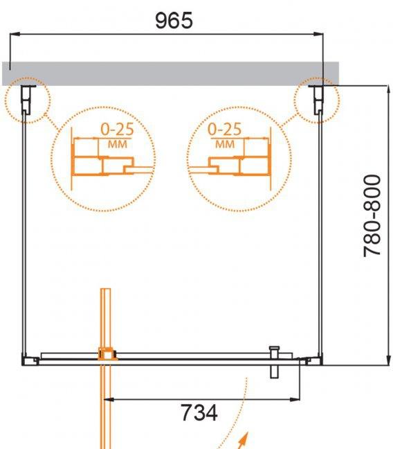 Душевой уголок - Cezares, Molveno, 80x100x195 см, MOLVENO-BA2-100/80-C-Cr-IV