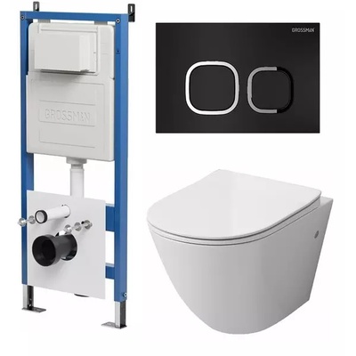 Grossman без коллекции, Унитаз подвесной с инсталляцией и кнопкой, 97.4411S.02.210