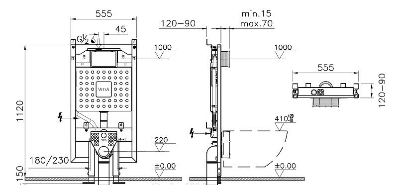 Инсталляция для унитаза - Vitra, без коллекции, 12x53.5x112.5 см, 768-5800-01