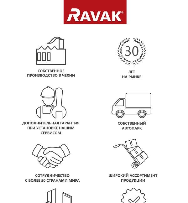 Душевой поддон - Ravak, Galaxy, 90x90 см, A227701210 / Elipso LA A227701210