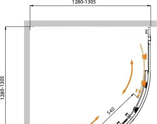 Душевой уголок - Cezares, Molveno, 130x130x195 см, MOLVENO-R-22-100+30-C-Cr-IV / R-22-100+30-C-Cr-IV