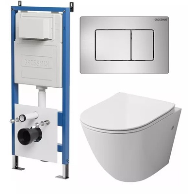 Grossman без коллекции, Унитаз подвесной с инсталляцией и кнопкой, 97.4411S.04.12M