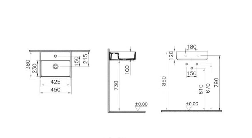 Vitra ArchiPlan, Раковина, 7400B003-0001
