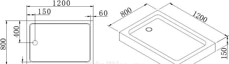 Душевой поддон - Cezares, Tray, 80x120x15 см, TRAY-A-AH-120/80-15-W0 / A-AH-120/80-15-W0
