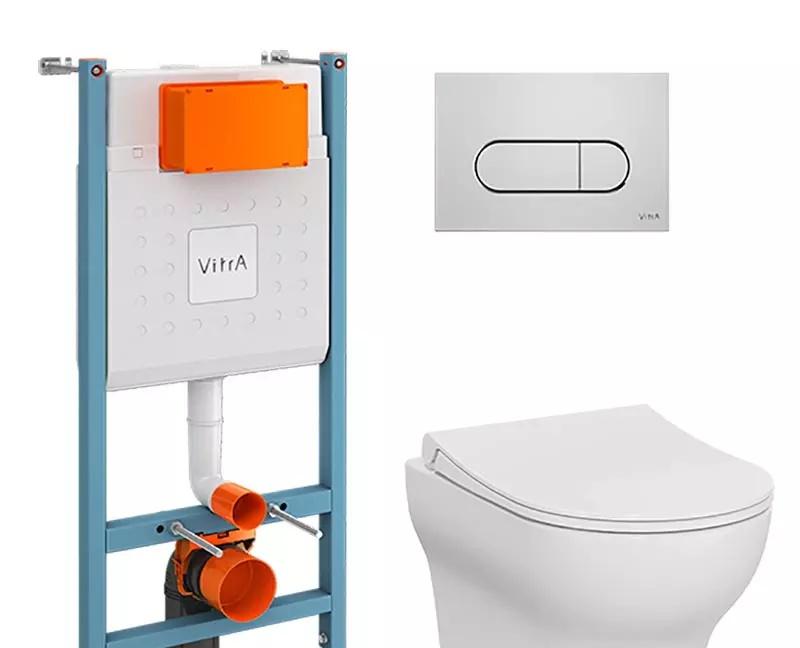 Vitra Zentrum Round, Унитаз подвесной с инсталляцией и кнопкой, 9879B003-7200