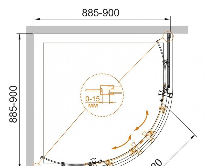 Душевой уголок - Cezares, Lucido, 90x90x195 см, LUCIDO-R-2-90-C-Cr / LUCIDO-O-R-2-90-C-Cr