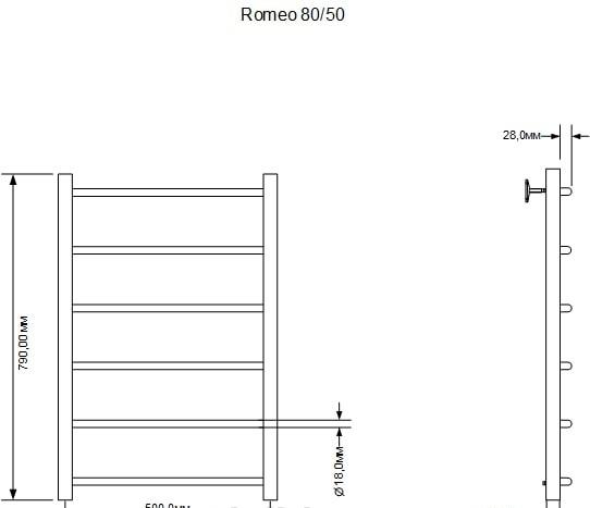 Полотенцесушитель водяной - Aquanet, Romeo, 50x80 см, 00266725