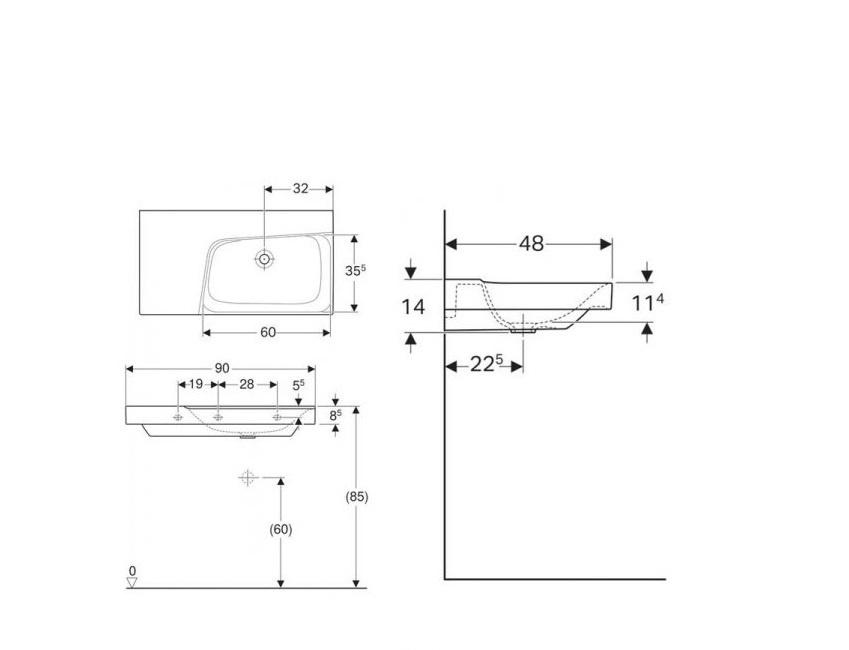 Geberit Xeno², Раковина, 500.536.01.1