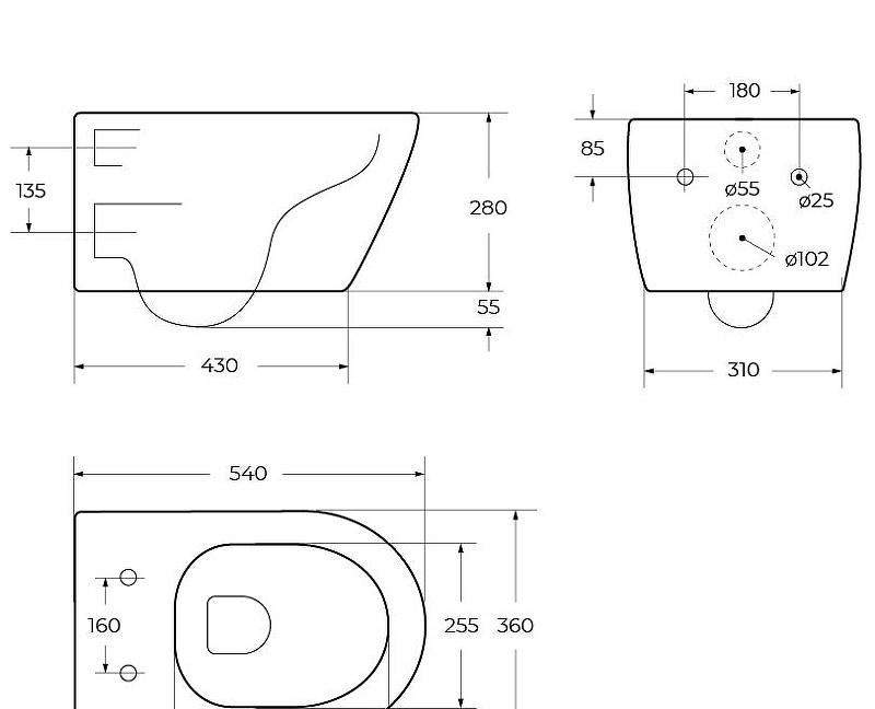 Cezares Molveno, Унитаз подвесной, CZR-2468-TH-R/CZR-2011-SC