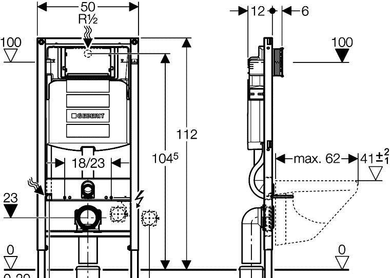 Инсталляция для унитаза - Geberit, Duofix UP320, 16.5x50x112 см, 111.300.00.5 / 00130778