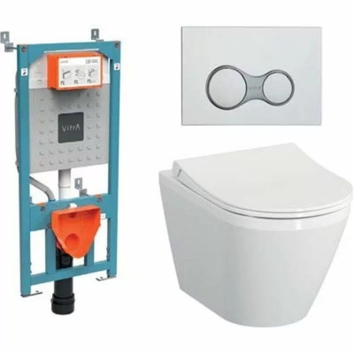 Vitra Integra Round, Унитаз подвесной с инсталляцией и кнопкой, 9856B003-7205