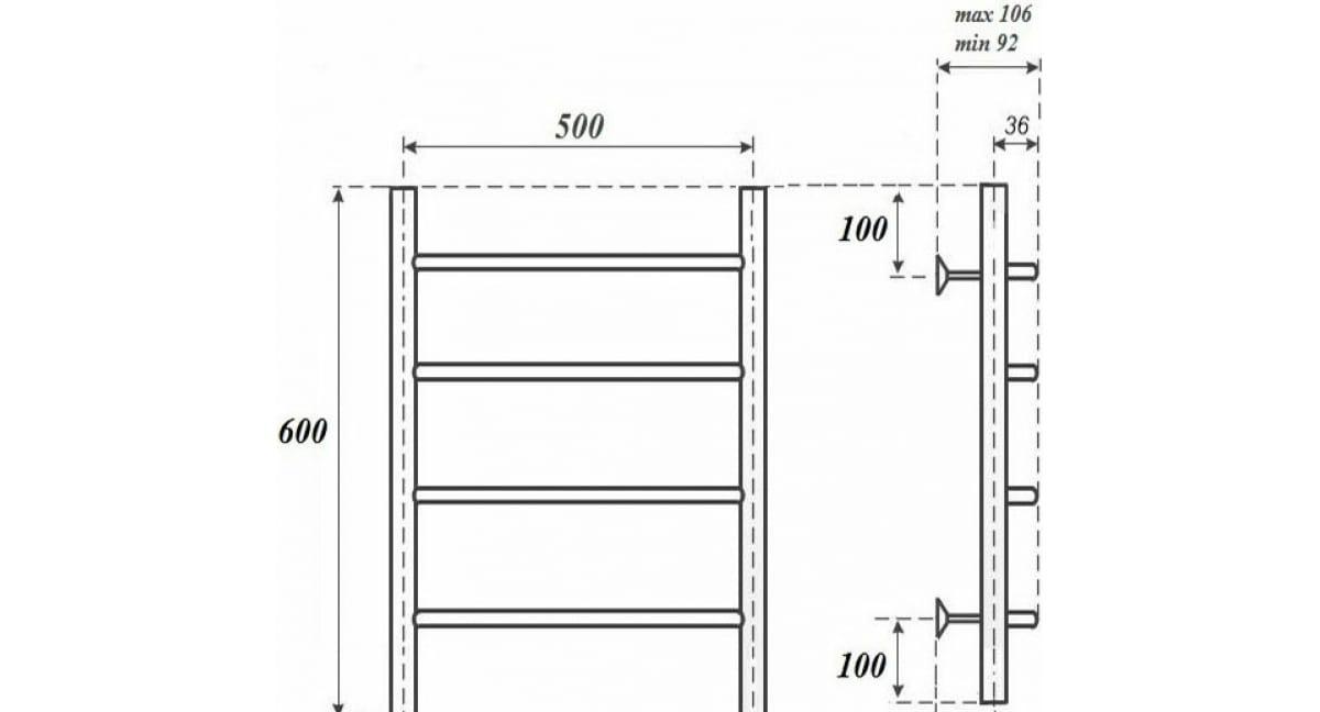 Полотенцесушитель водяной - Point, Афина, 10.6x50x60 см, PN04156