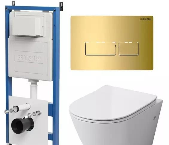 Grossman без коллекции, Унитаз подвесной с инсталляцией и кнопкой, 97.4411S.03.300